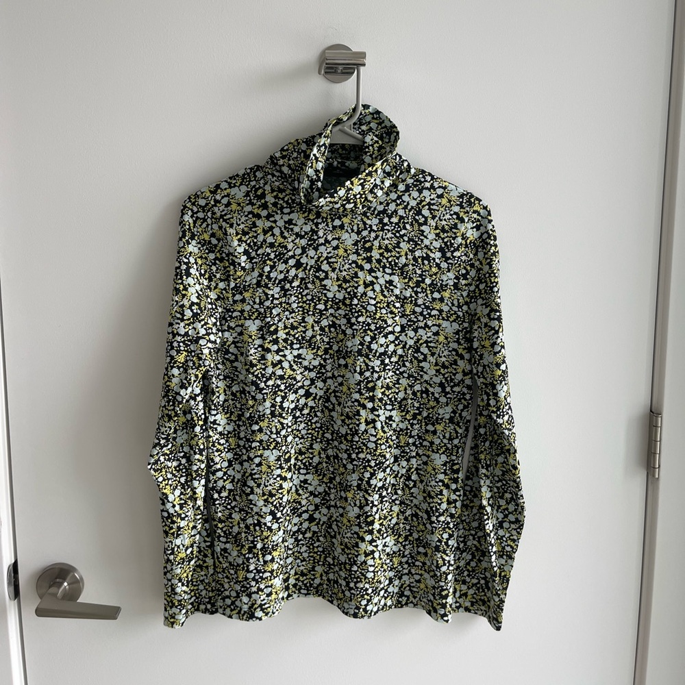 J Crew Black and Yellow Floral Turtleneck